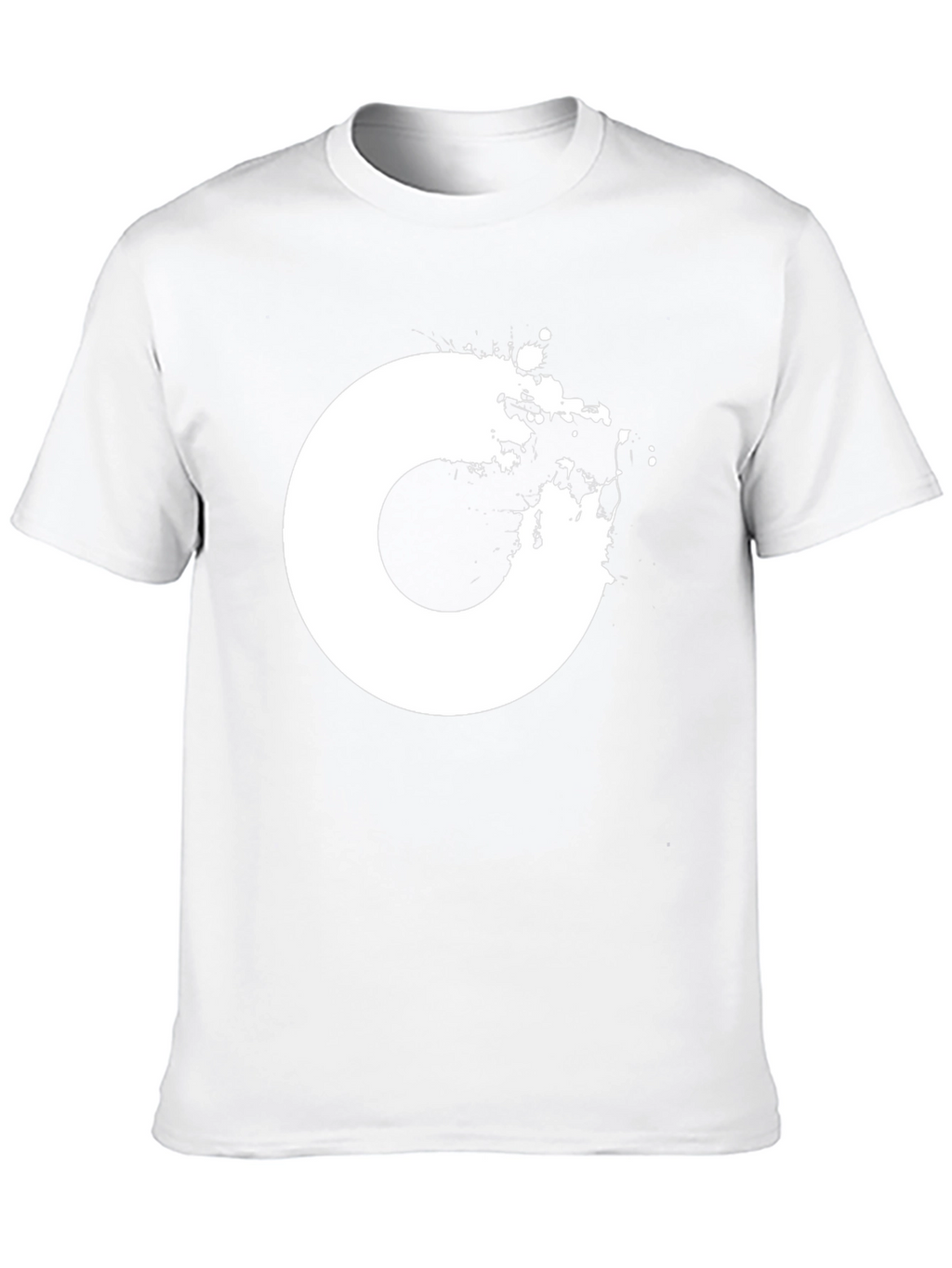 Abstract White Circle Design Black T-Shirt