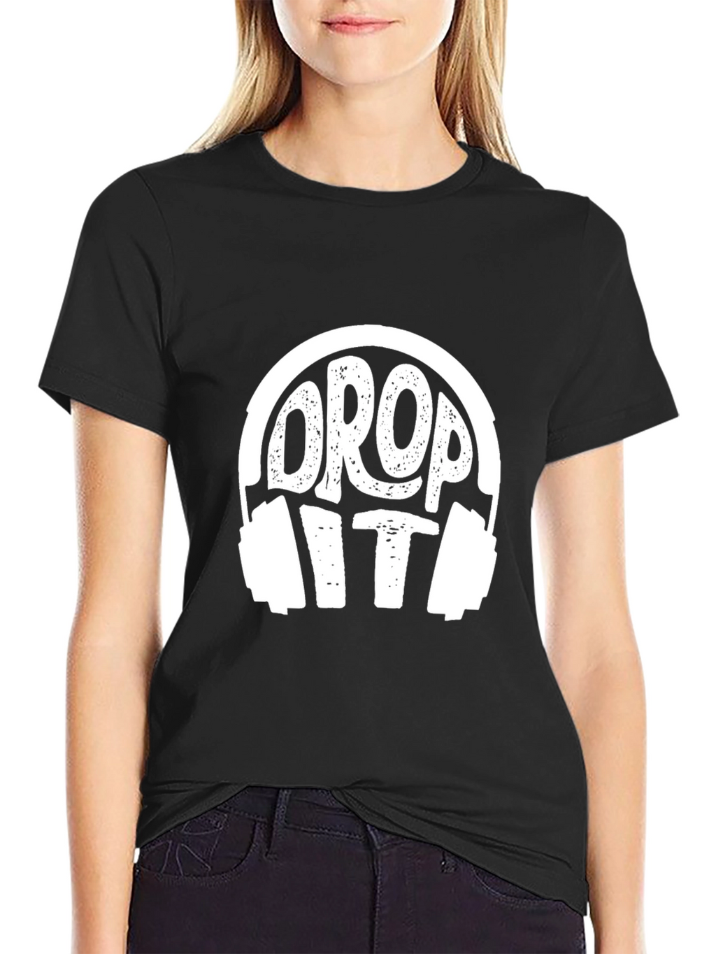 Drop It Headphones Black Graphic T-Shirt