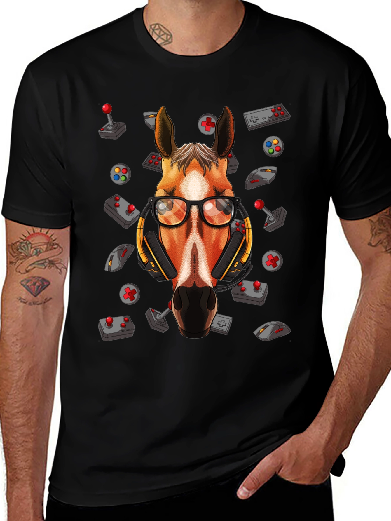 Gamer Horse Graphic Tee - Funny Animal Lover T-Shirt
