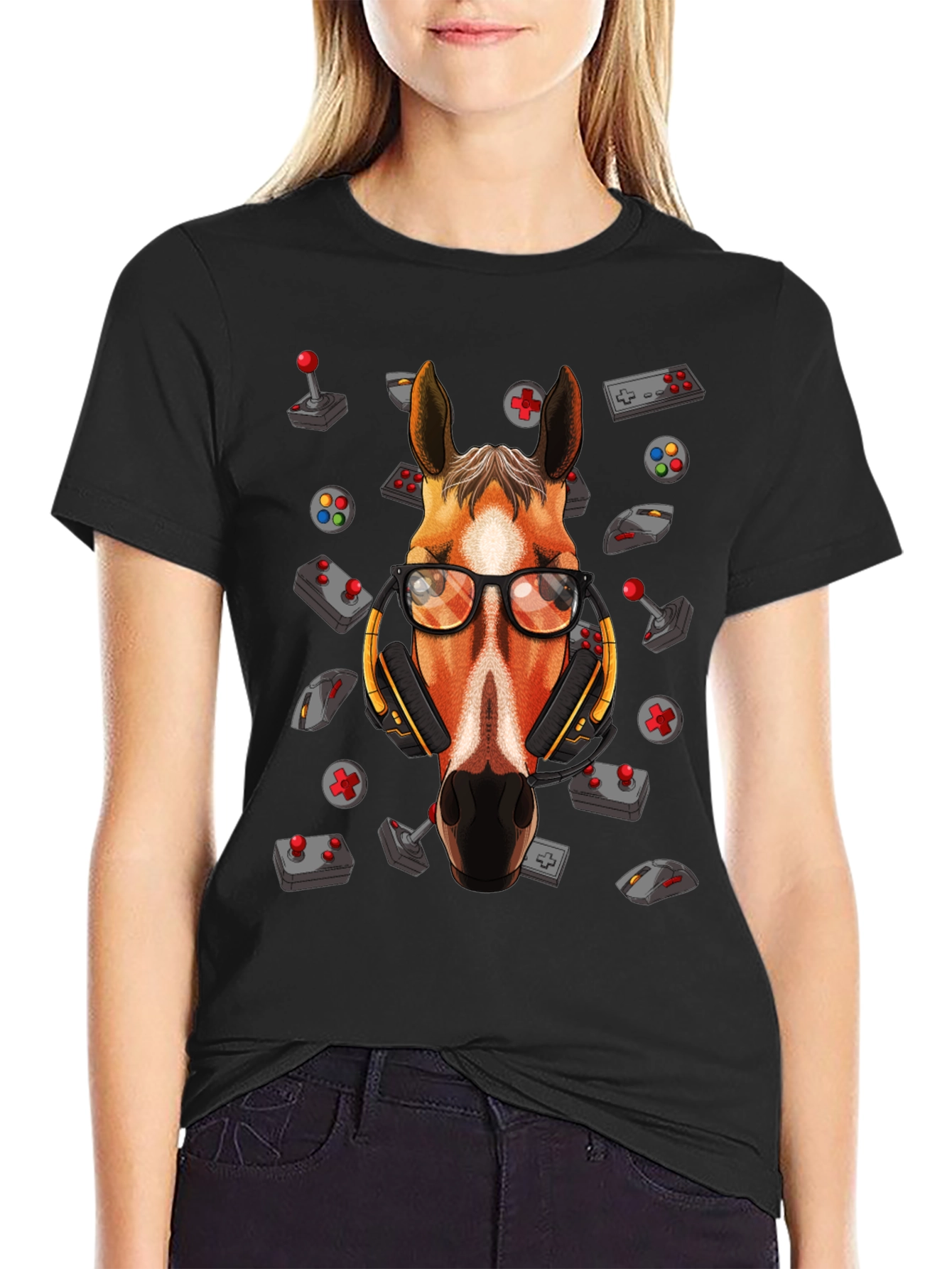 Gamer Horse Graphic Tee - Funny Animal Lover T-Shirt