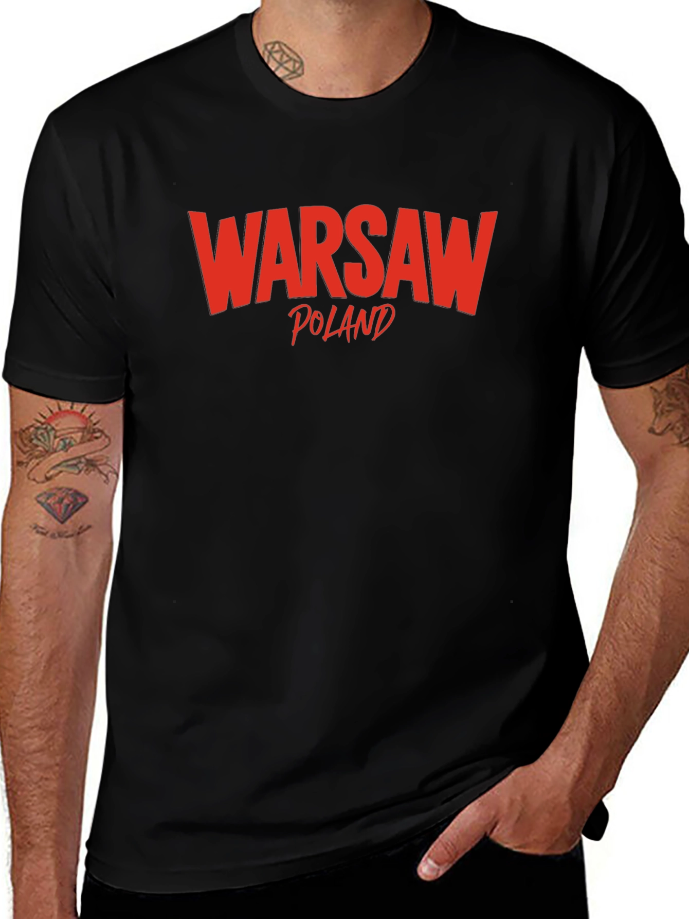 Warsaw Poland T-Shirt Black Cotton Tee