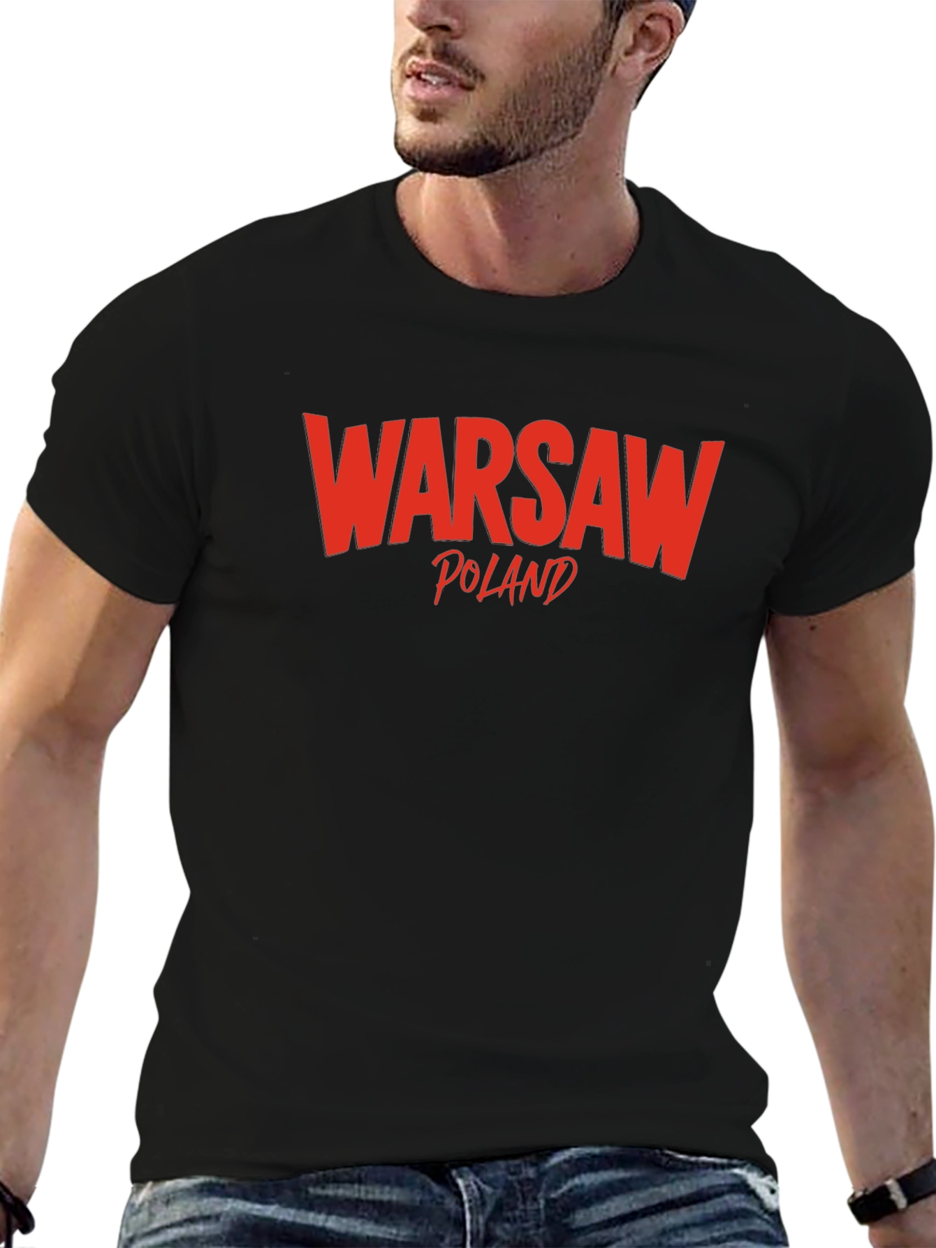Warsaw Poland T-Shirt Black Cotton Tee