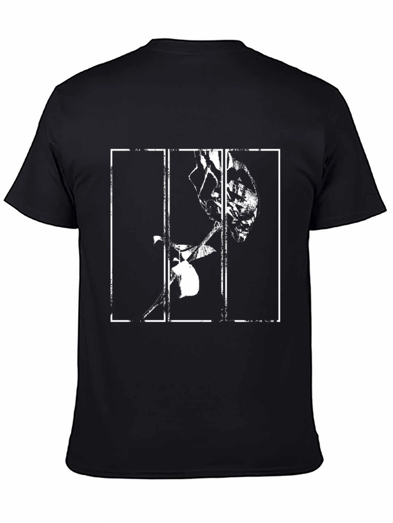 Abstract Rose Graphic Print Black T-Shirt