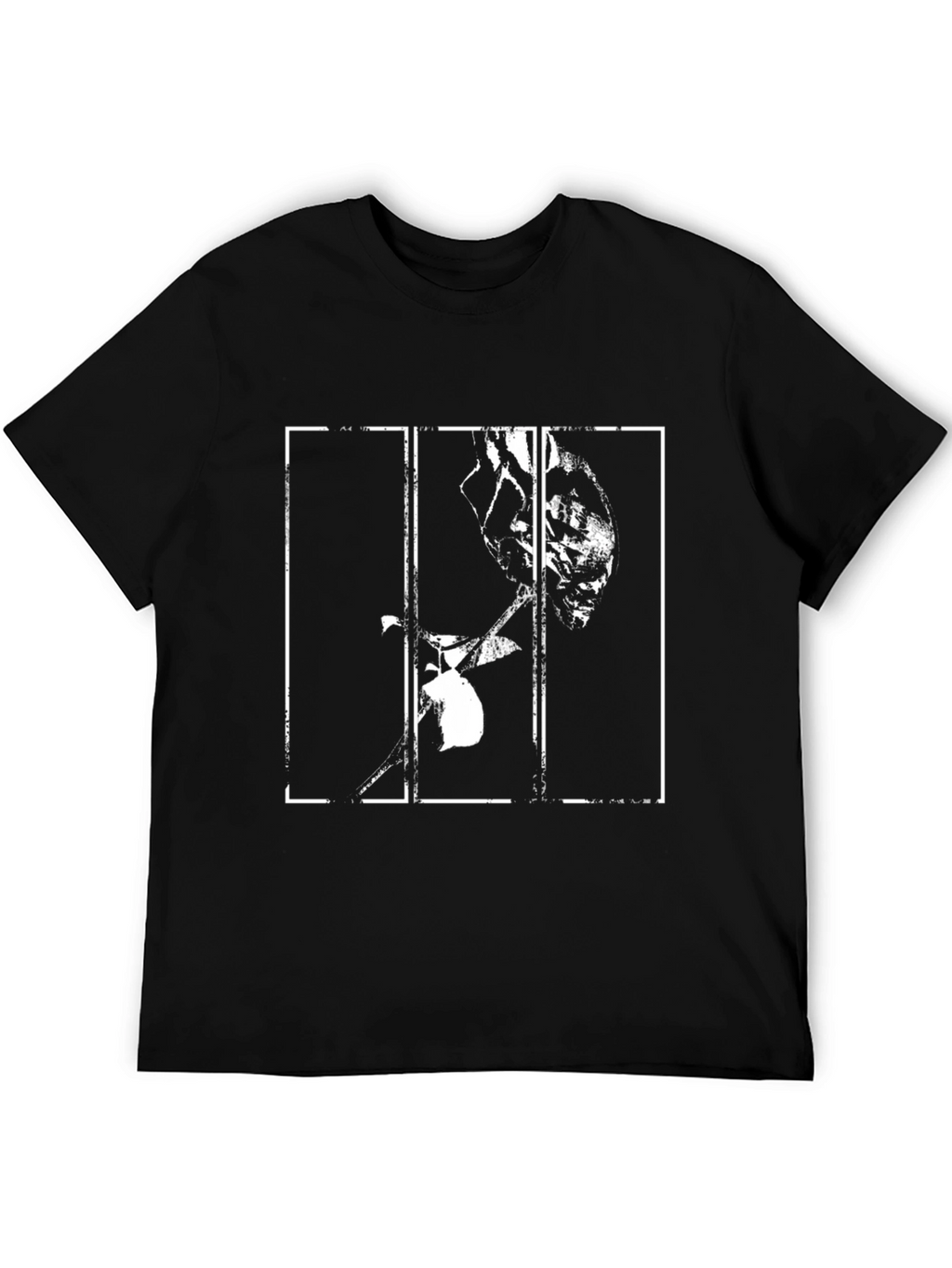Abstract Rose Graphic Print Black T-Shirt