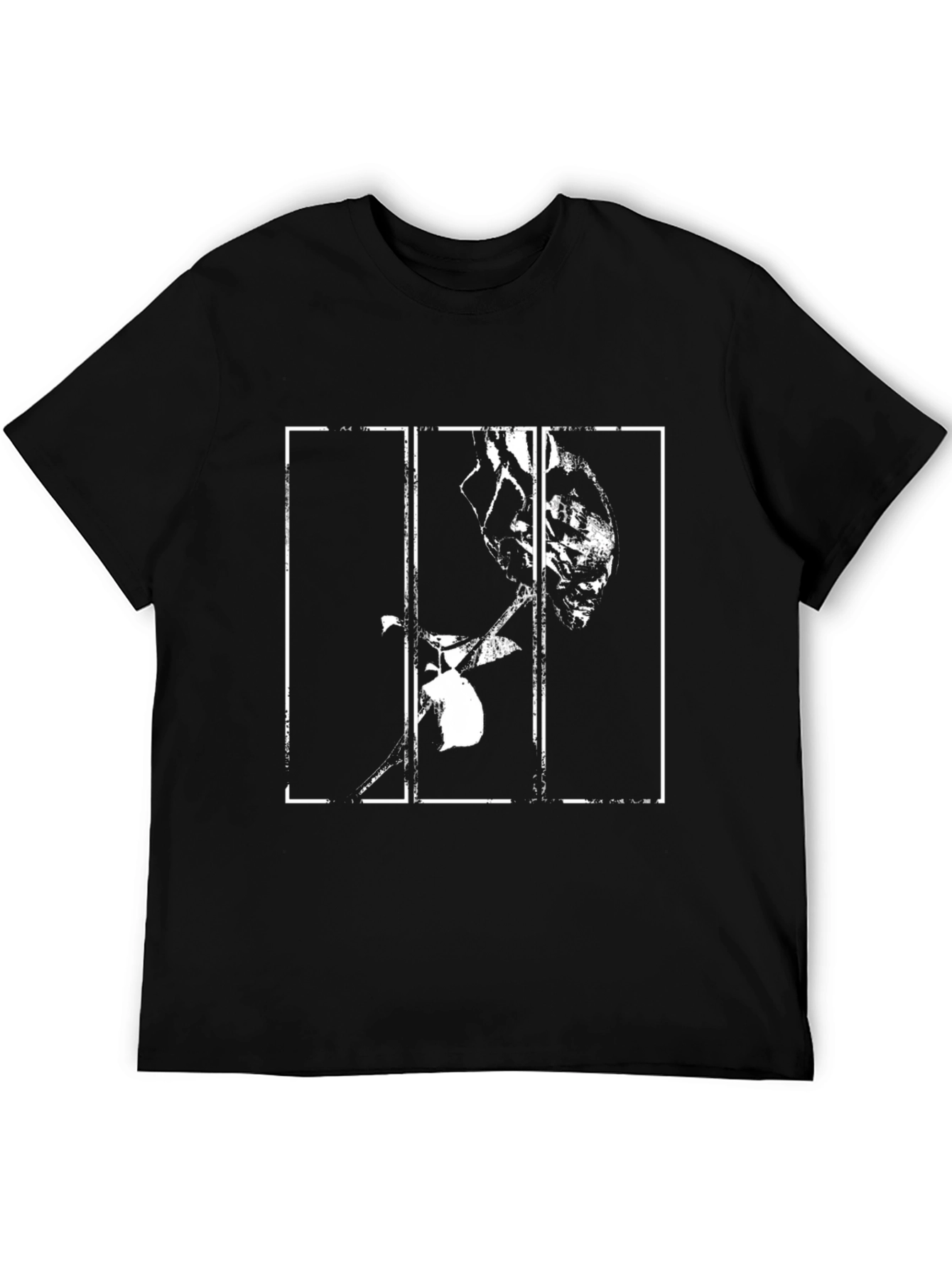 Abstract Rose Graphic Print Black T-Shirt