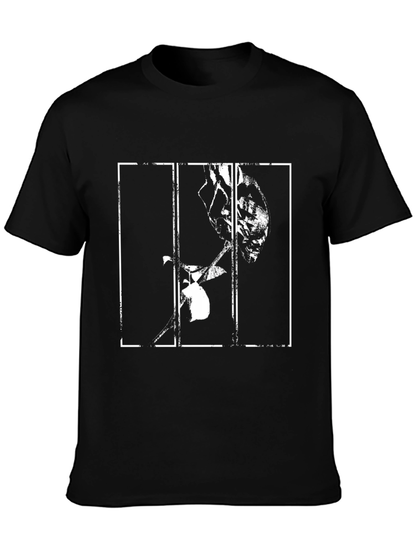 Abstract Rose Graphic Print Black T-Shirt