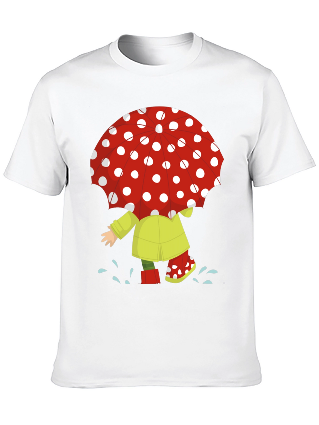 Rainy Day Fun T-Shirt: Cartoon Umbrella & Raincoat