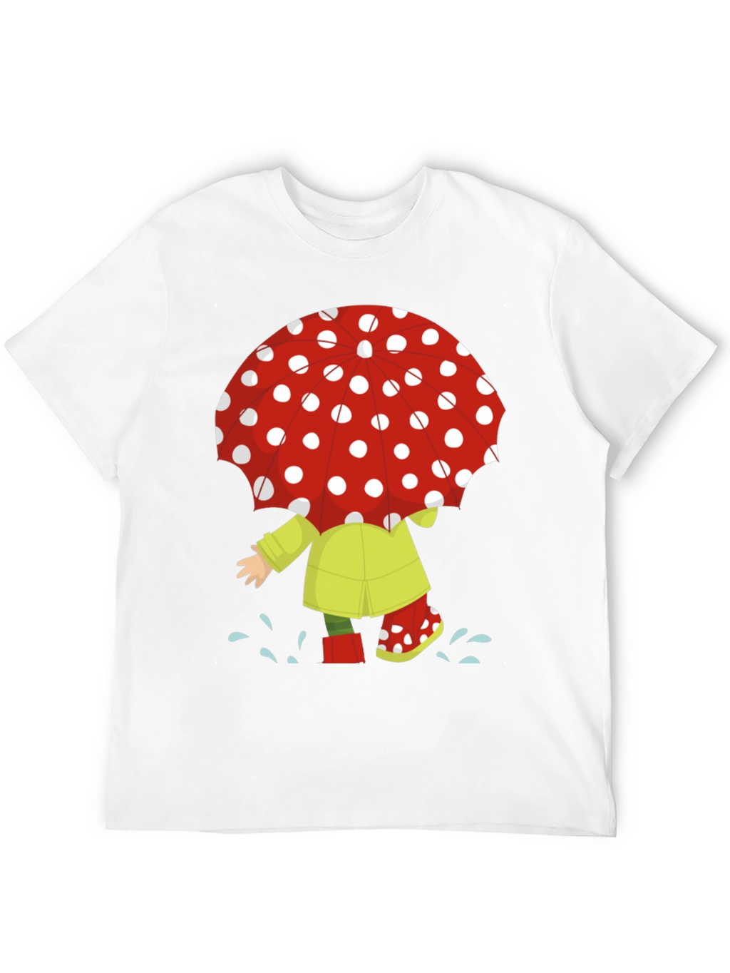 Rainy Day Fun T-Shirt: Cartoon Umbrella & Raincoat