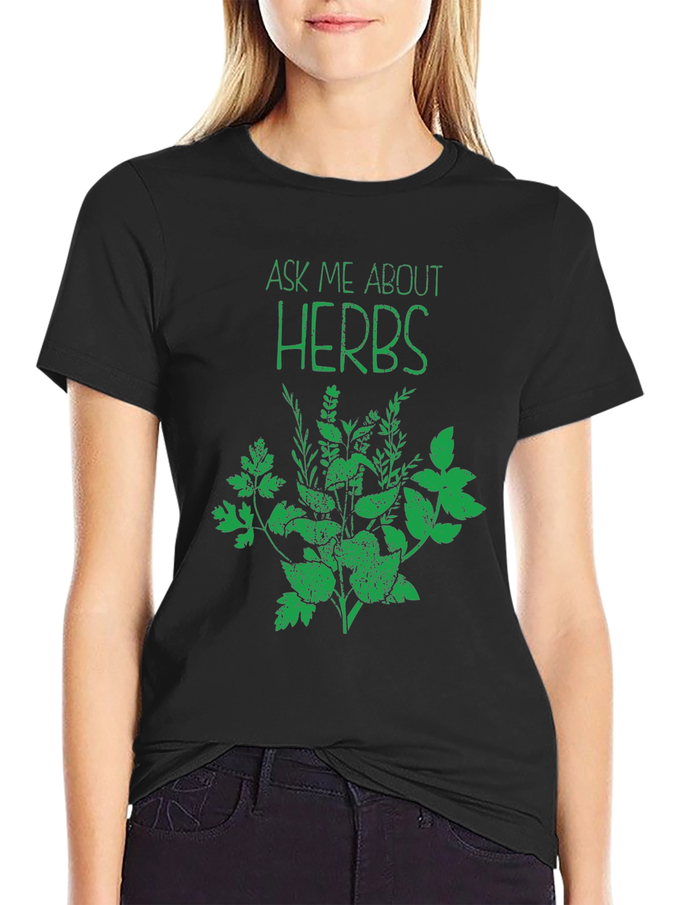 Ask Me About Herbs Graphic Tee - Black Cotton T-Shirt