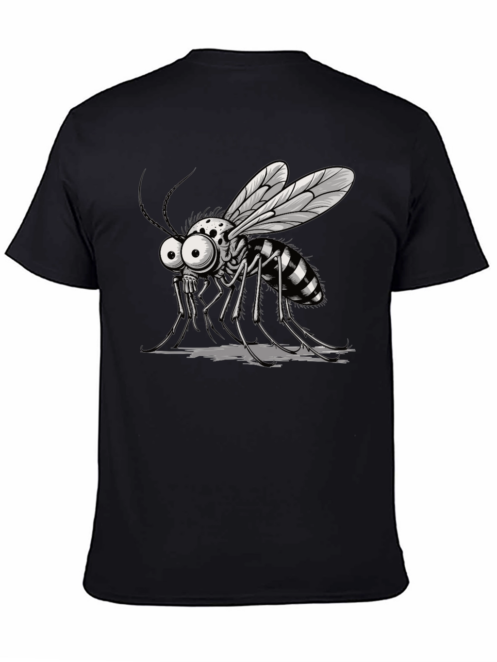 Cartoon Mosquito Graphic Tee - Mens Black T-Shirt