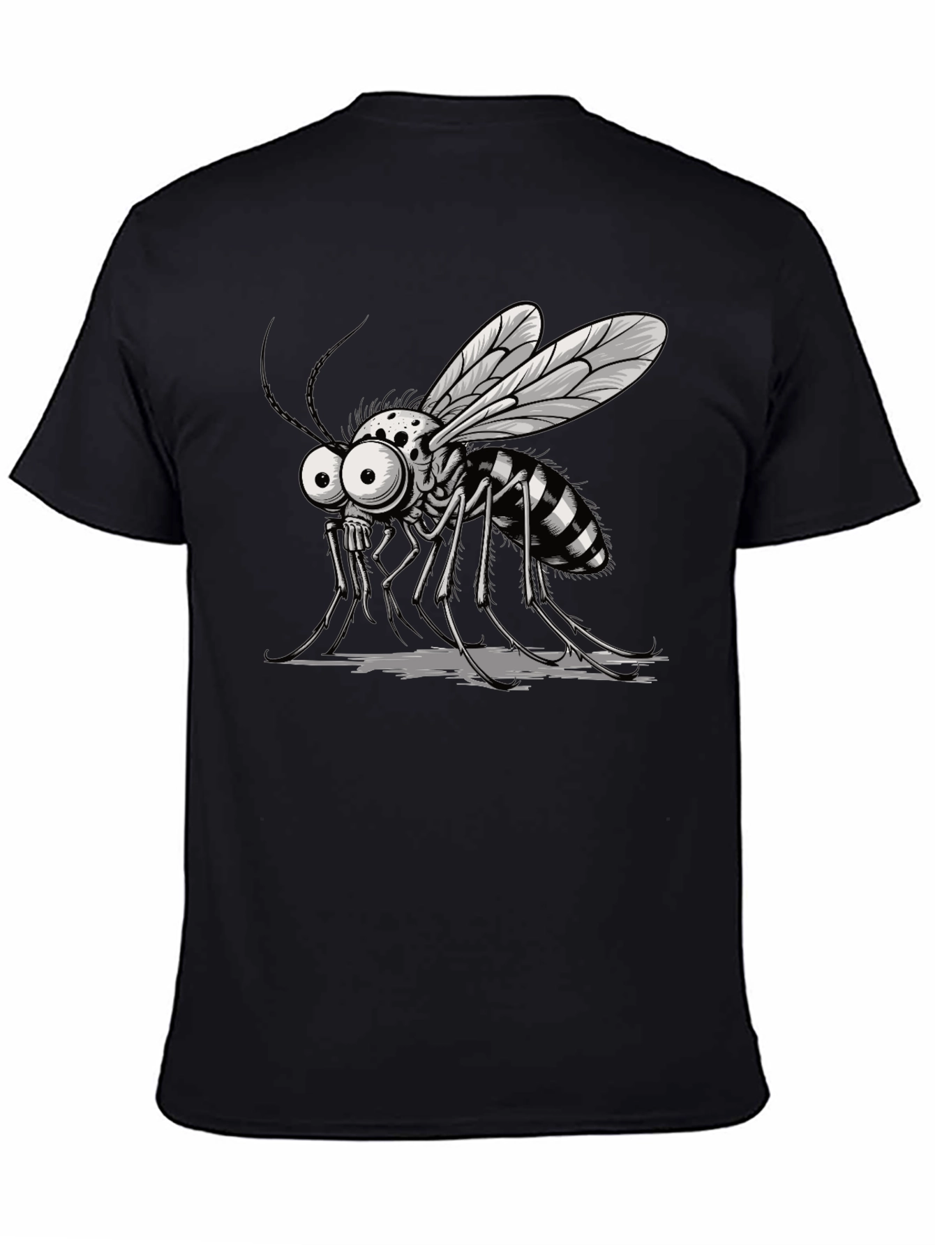 Cartoon Mosquito Graphic Tee - Mens Black T-Shirt