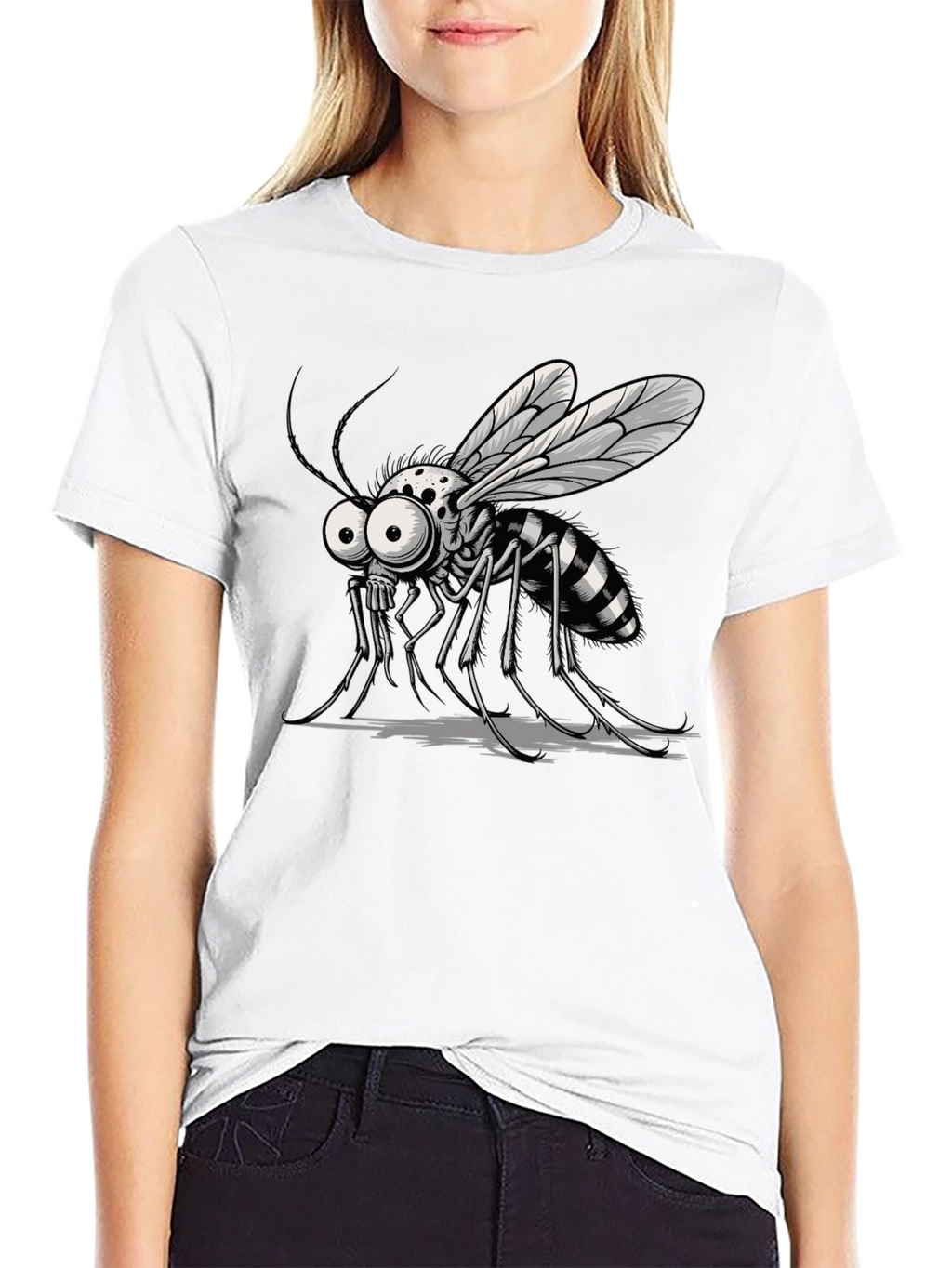 Cartoon Mosquito Graphic Tee - Mens Black T-Shirt