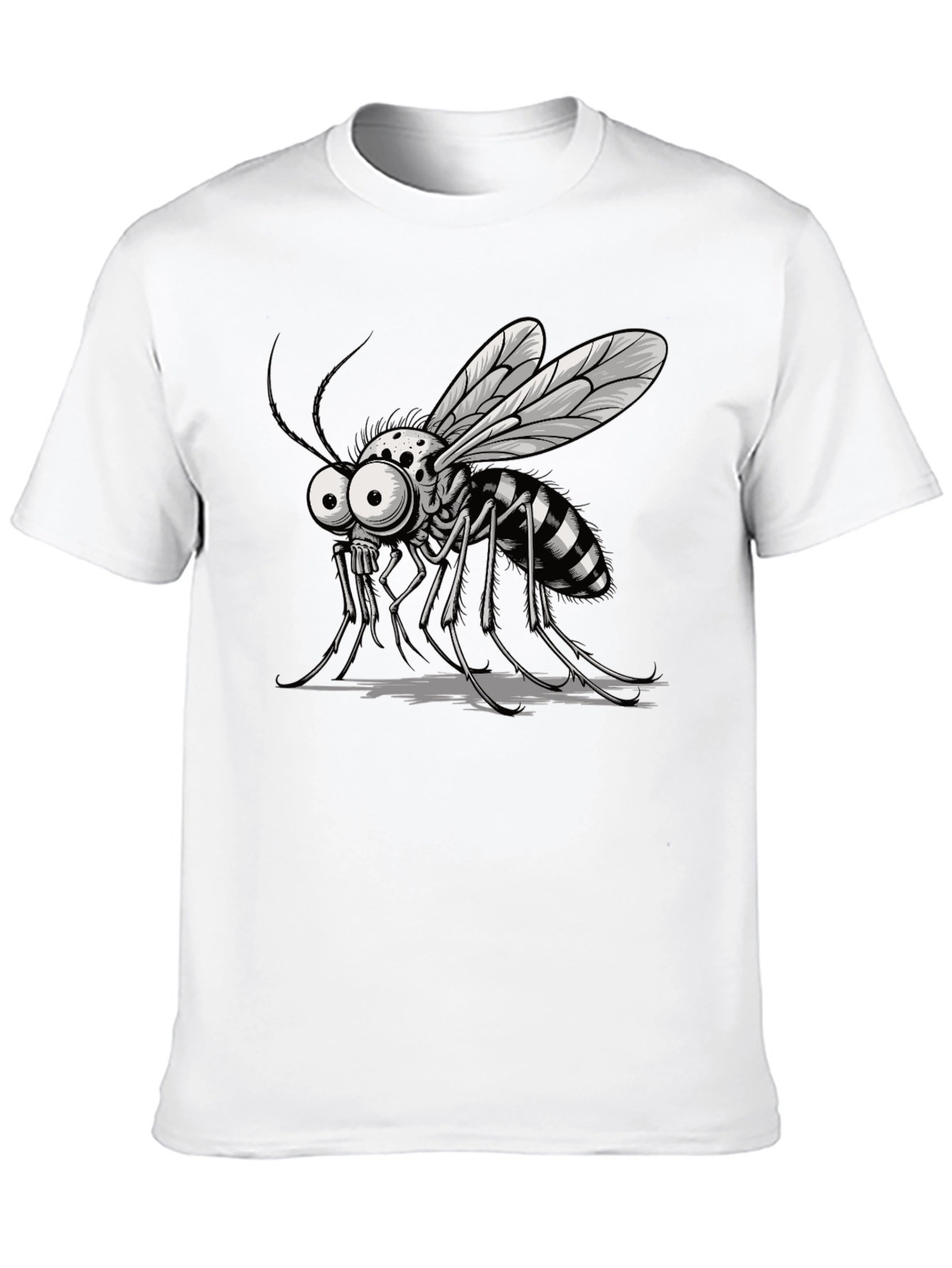Cartoon Mosquito Graphic Tee - Mens Black T-Shirt