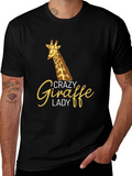 Crazy Giraffe Lady Black Graphic Tee
