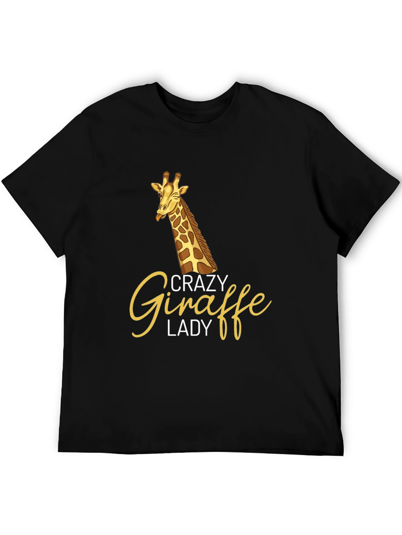 Crazy Giraffe Lady Black Graphic Tee