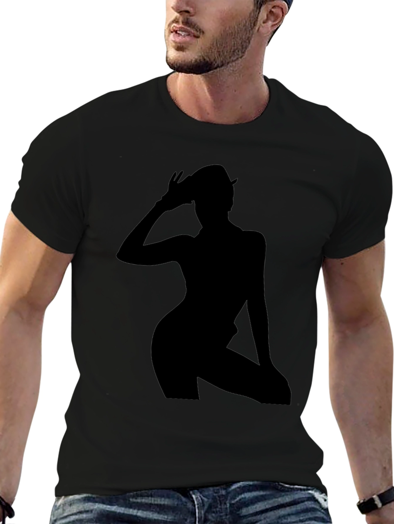 Silhouette Graphic Tee - Trendy Black T-Shirt