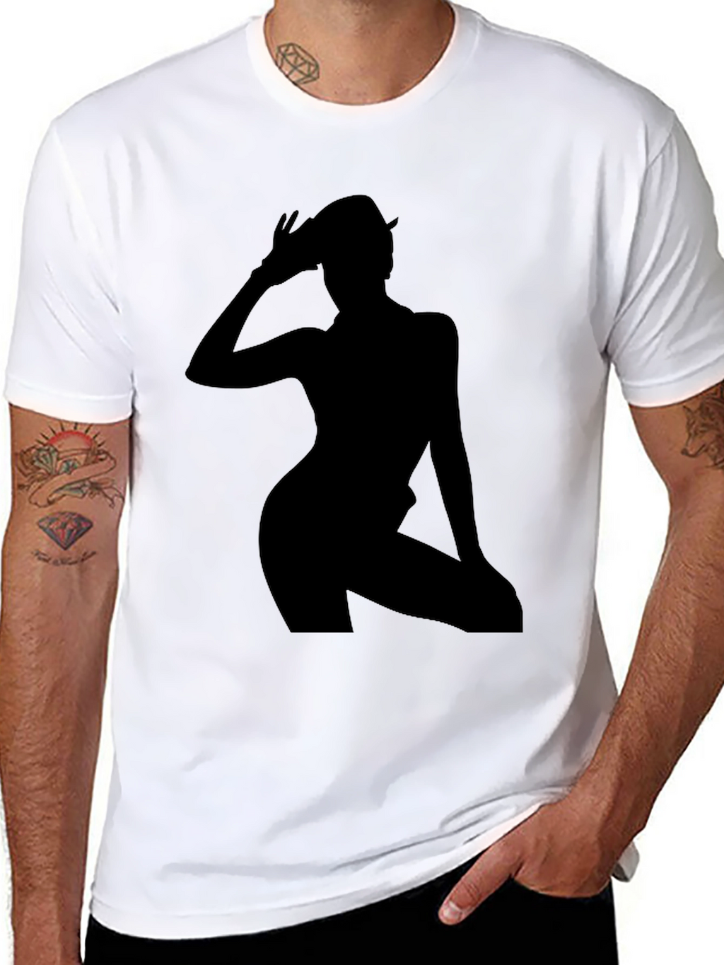Silhouette Graphic Tee - Trendy Black T-Shirt