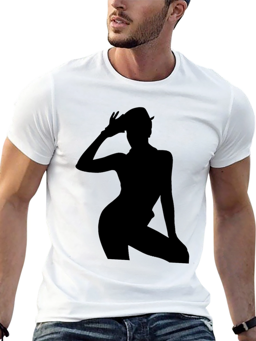 Silhouette Graphic Tee - Trendy Black T-Shirt
