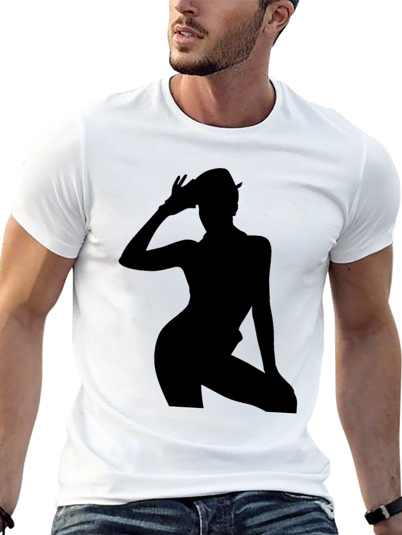 Silhouette Graphic Tee - Trendy Black T-Shirt
