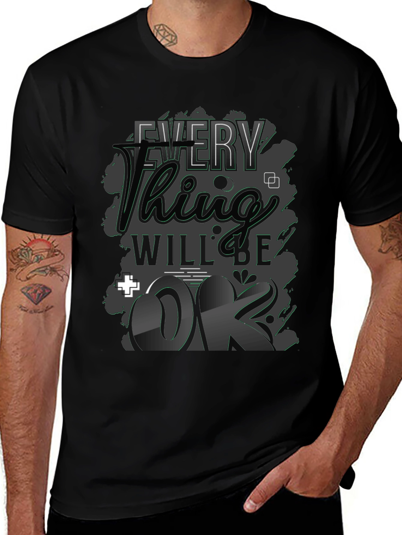 Everything Will Be OK Black Graphic T-Shirt