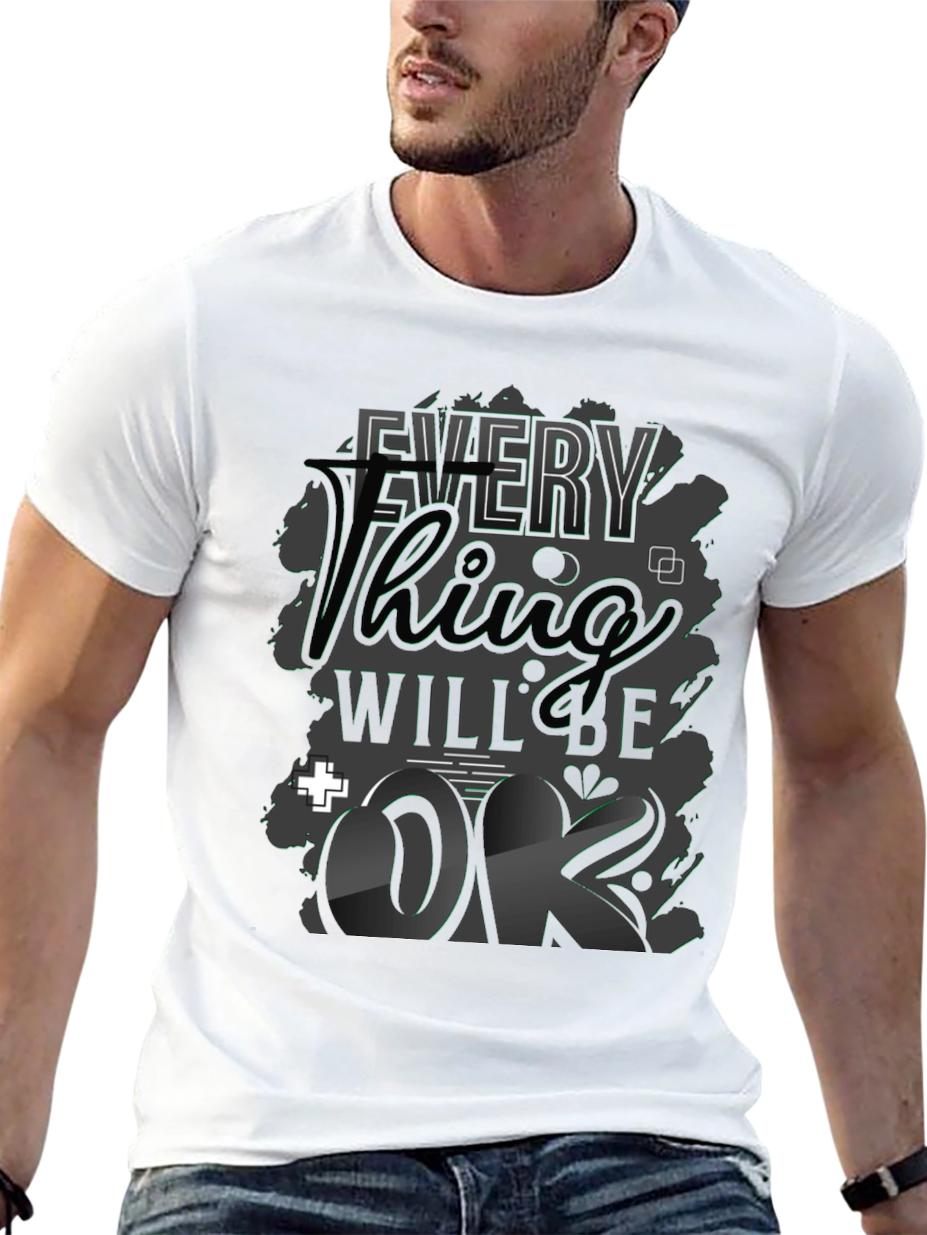 Everything Will Be OK Black Graphic T-Shirt
