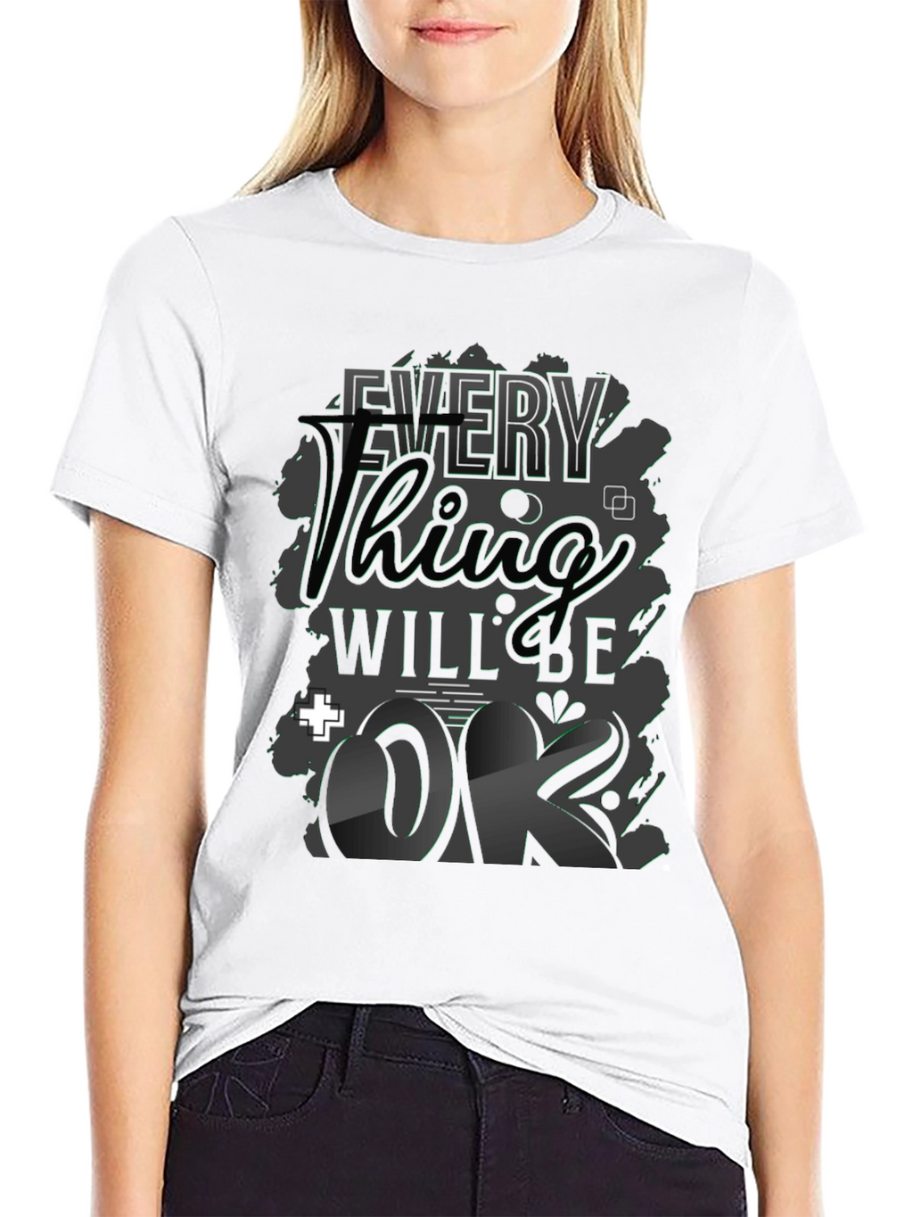 Everything Will Be OK Black Graphic T-Shirt