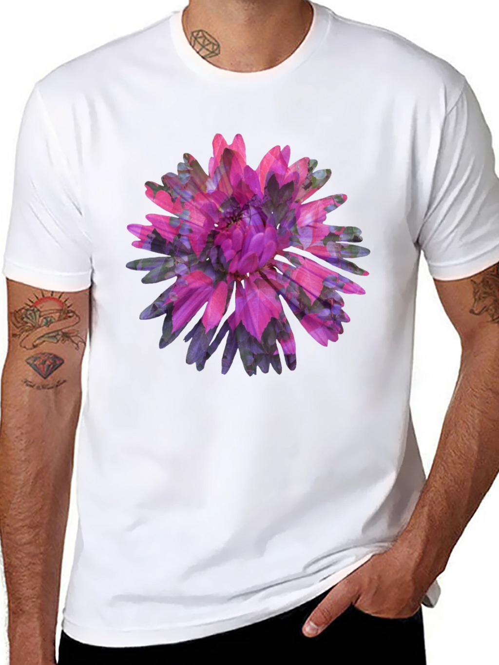 Floral Print Black Tee