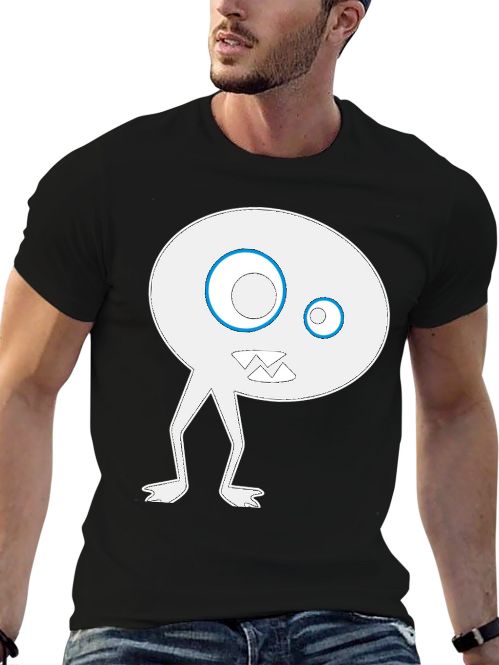 Funky Monster Graphic Tee - Black Cotton Blend Shirt