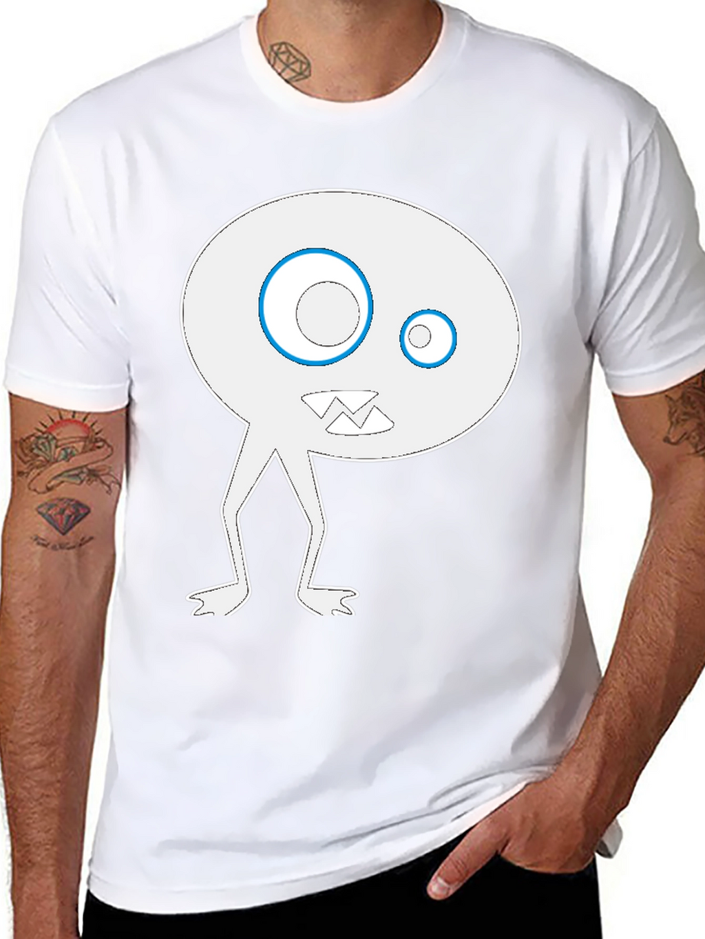 Funky Monster Graphic Tee - Black Cotton Blend Shirt
