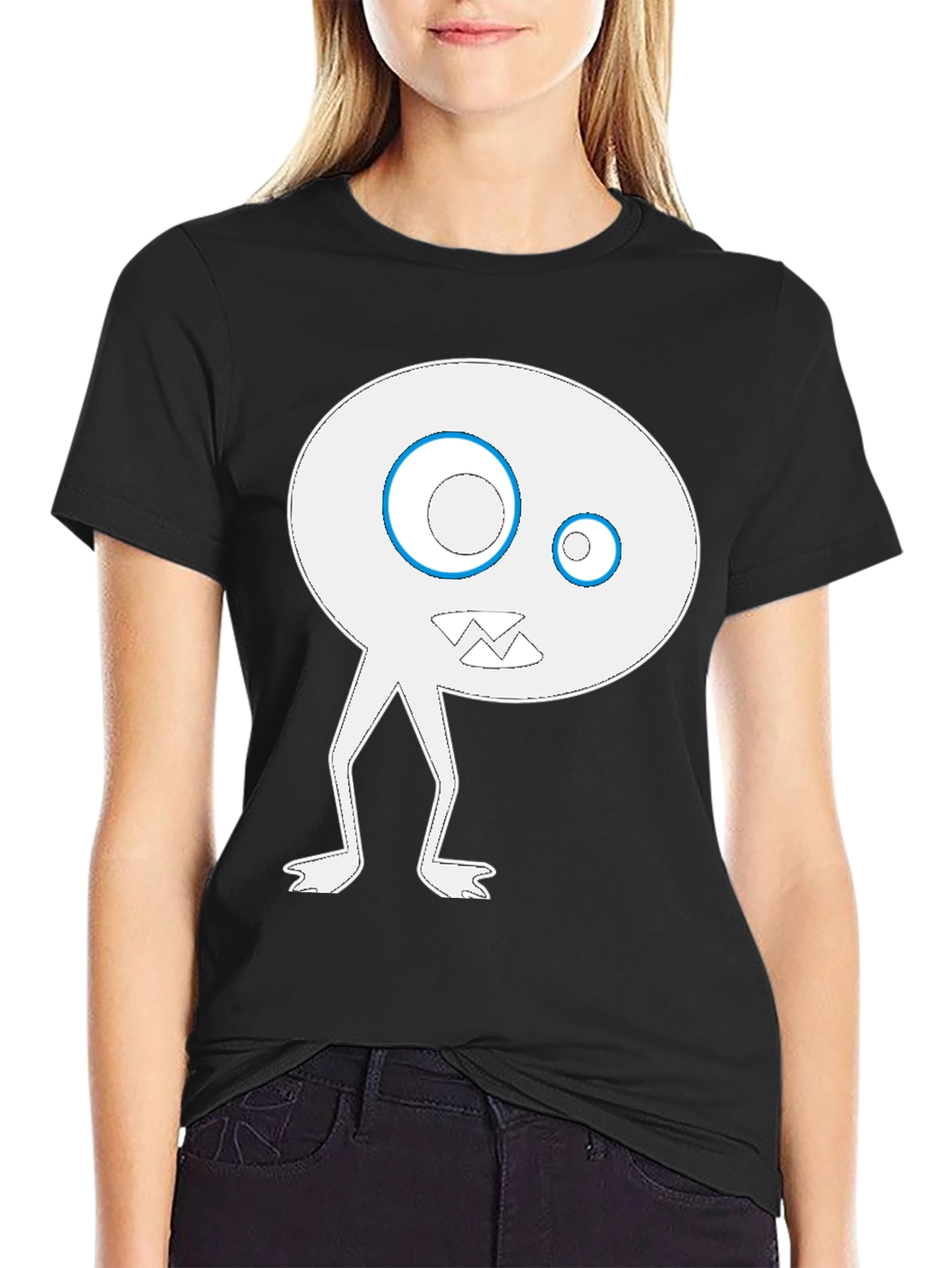 Funky Monster Graphic Tee - Black Cotton Blend Shirt