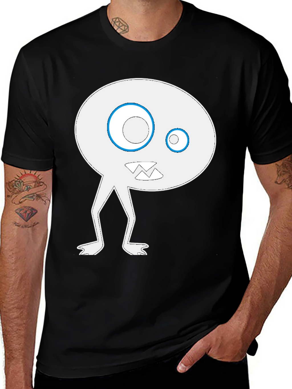 Funky Monster Graphic Tee - Black Cotton Blend Shirt