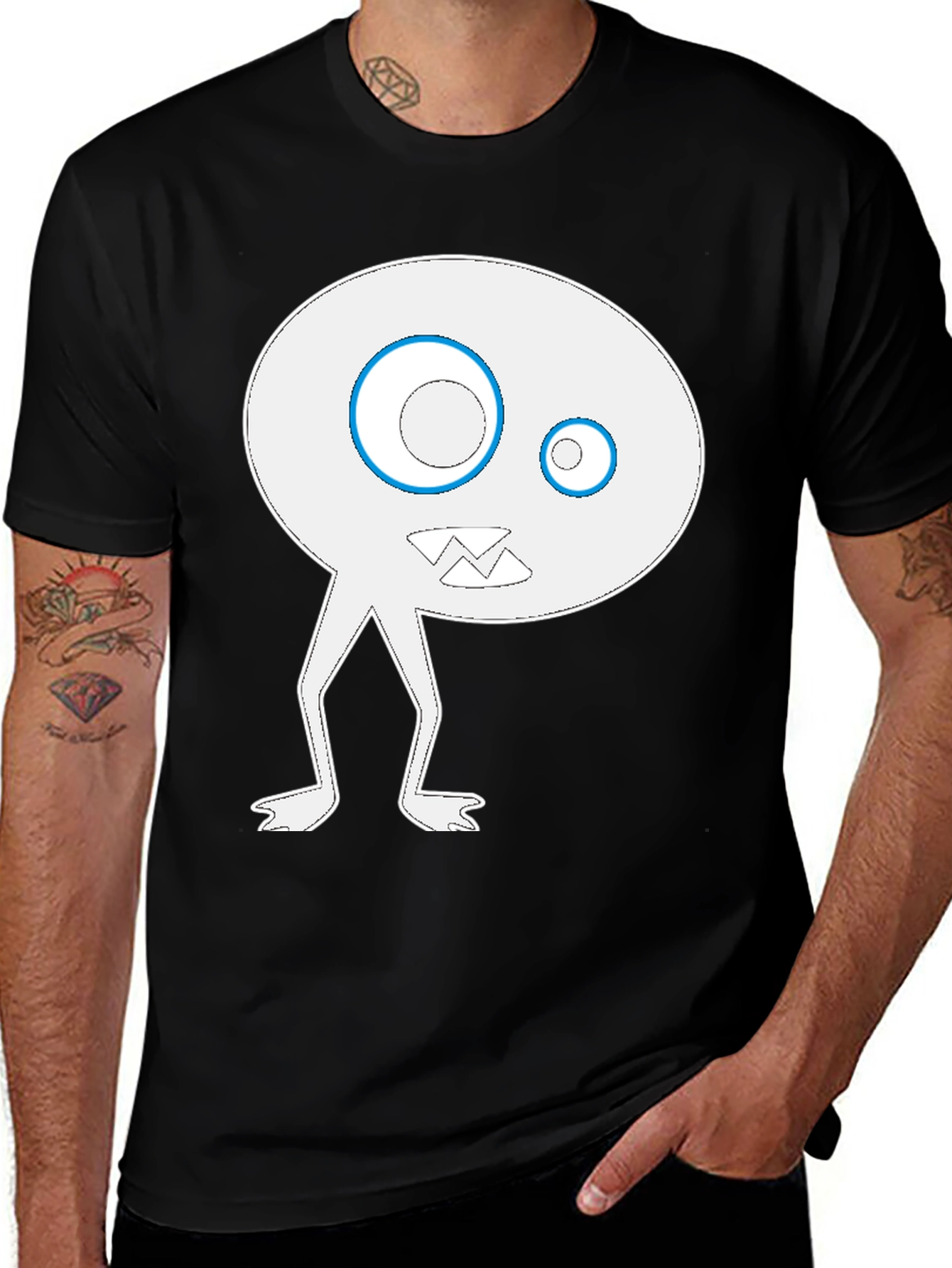 Funky Monster Graphic Tee - Black Cotton Blend Shirt