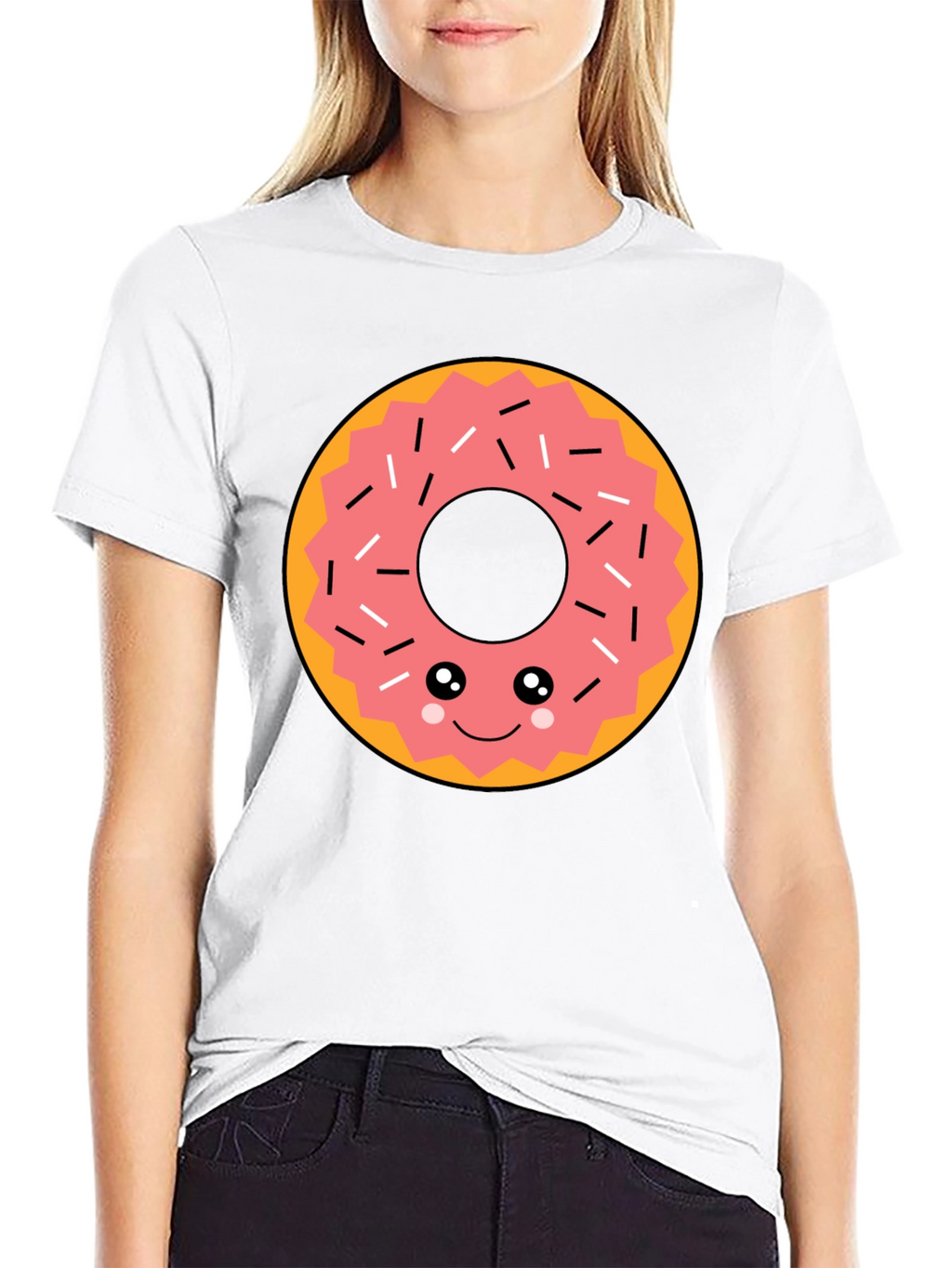 Kawaii Donut Graphic Tee - Funny Food T-Shirt