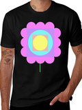 Retro Geometric Flower Graphic Tee