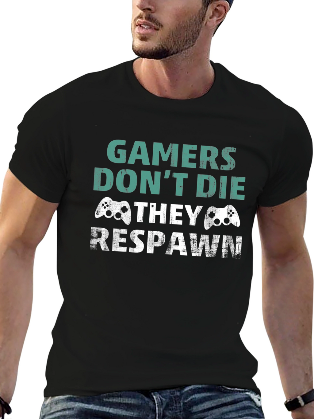 Gamer Respawn Graphic T-Shirt - Black