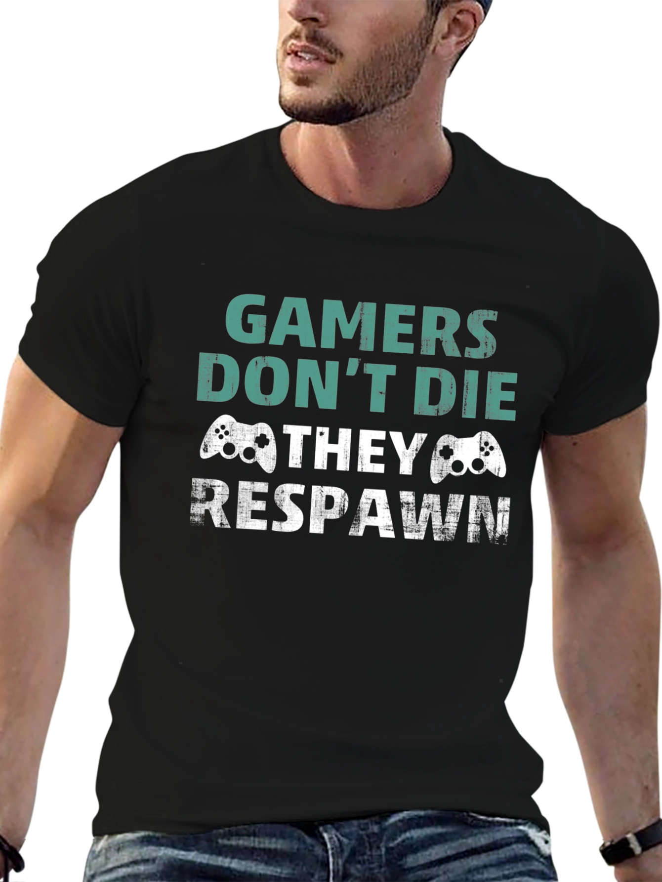 Gamer Respawn Graphic T-Shirt - Black