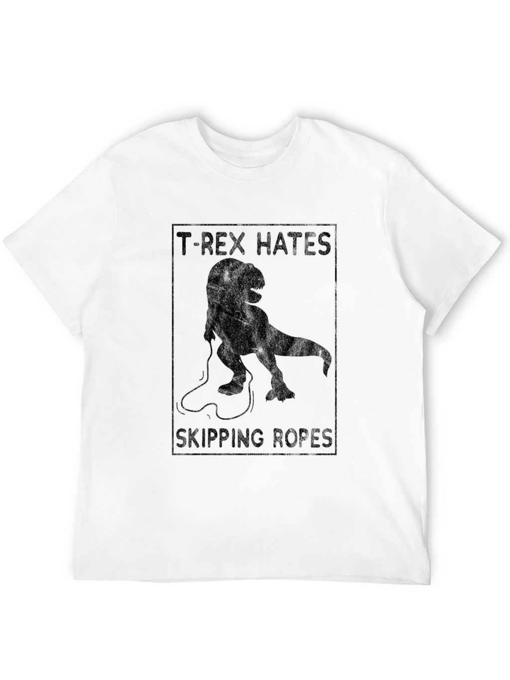 T-Rex Hates Skipping Ropes Black Graphic T-Shirt