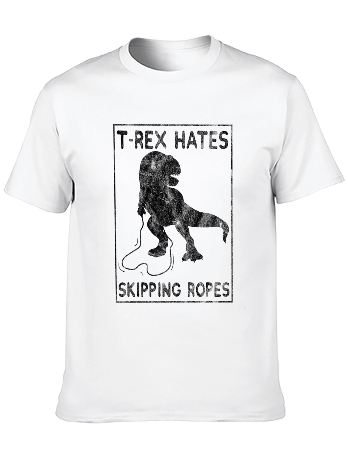 T-Rex Hates Skipping Ropes Black Graphic T-Shirt