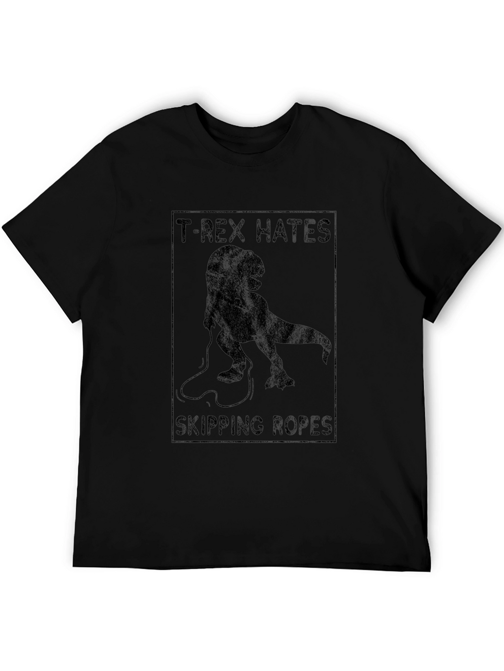 T-Rex Hates Skipping Ropes Black Graphic T-Shirt