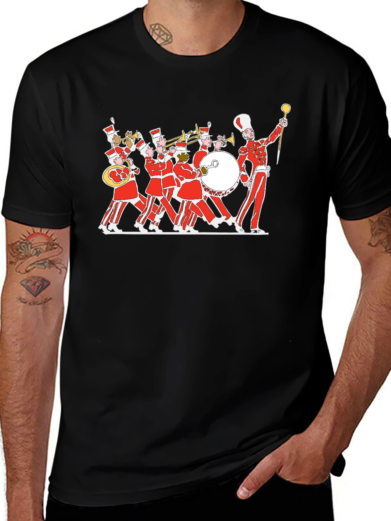 Marching Band Graphic Tee - Black Cotton T-Shirt