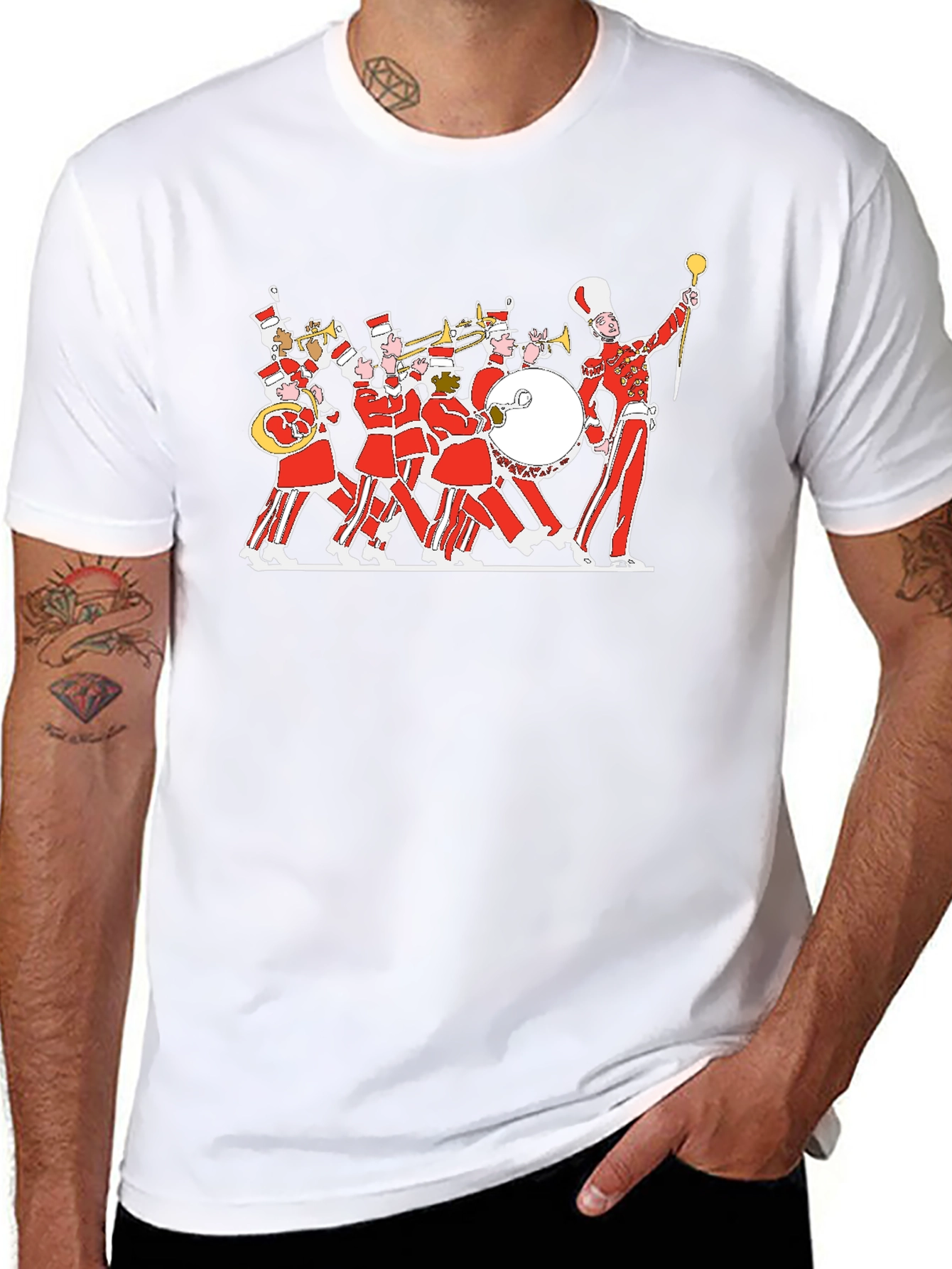 Marching Band Graphic Tee - Black Cotton T-Shirt