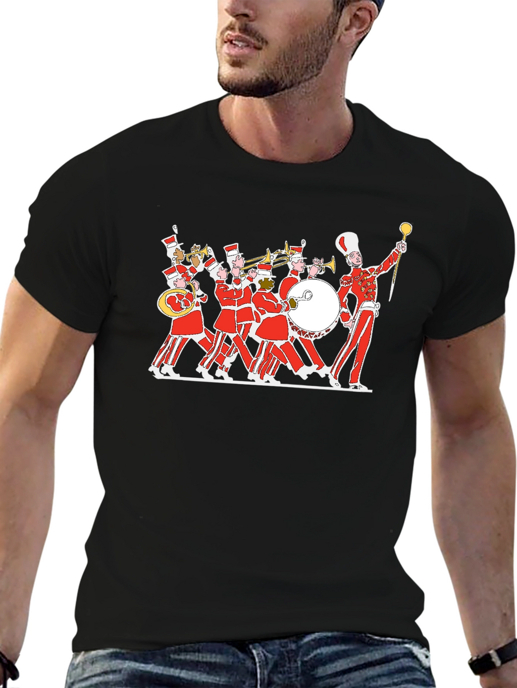 Marching Band Graphic Tee - Black Cotton T-Shirt