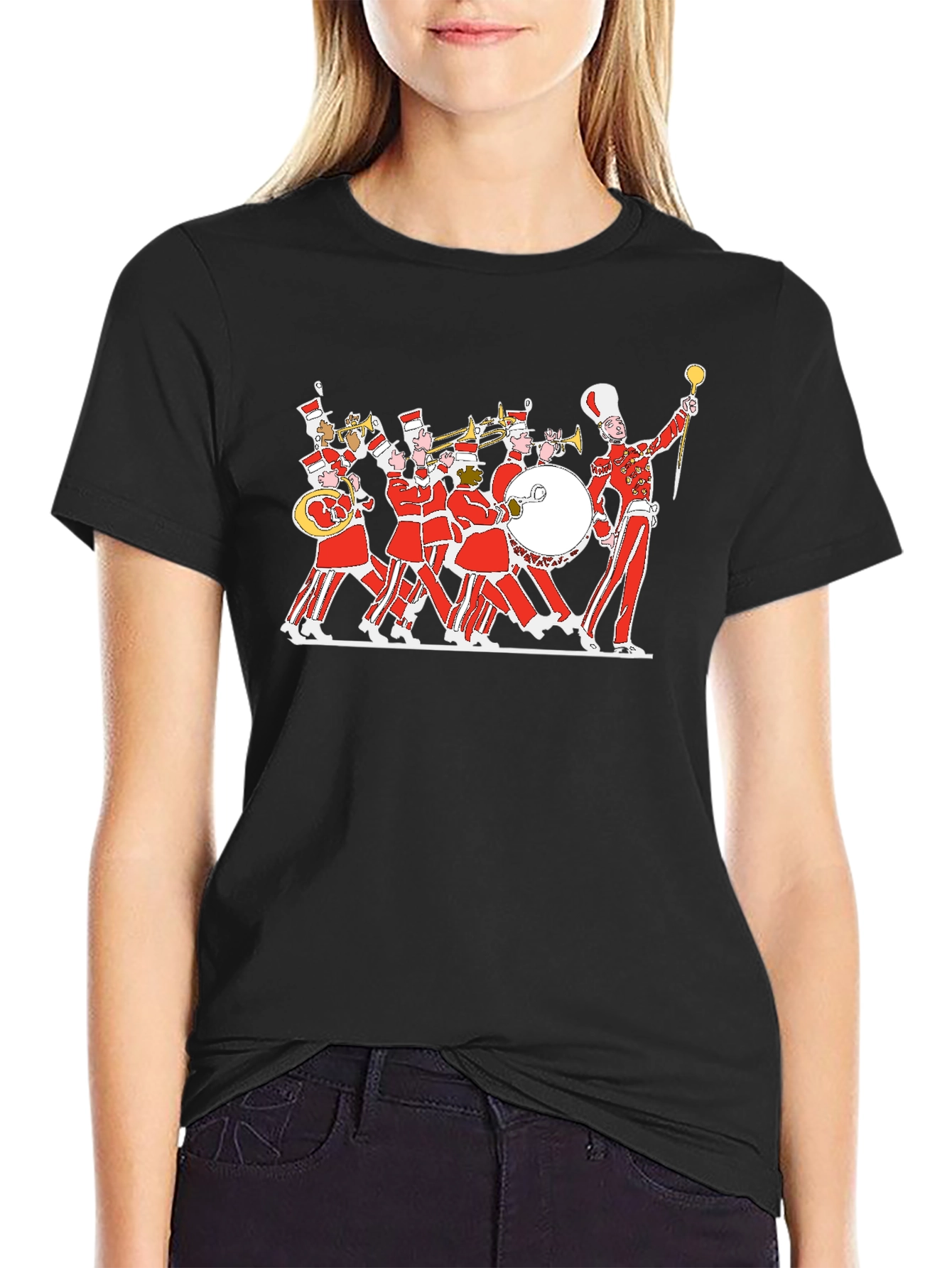 Marching Band Graphic Tee - Black Cotton T-Shirt
