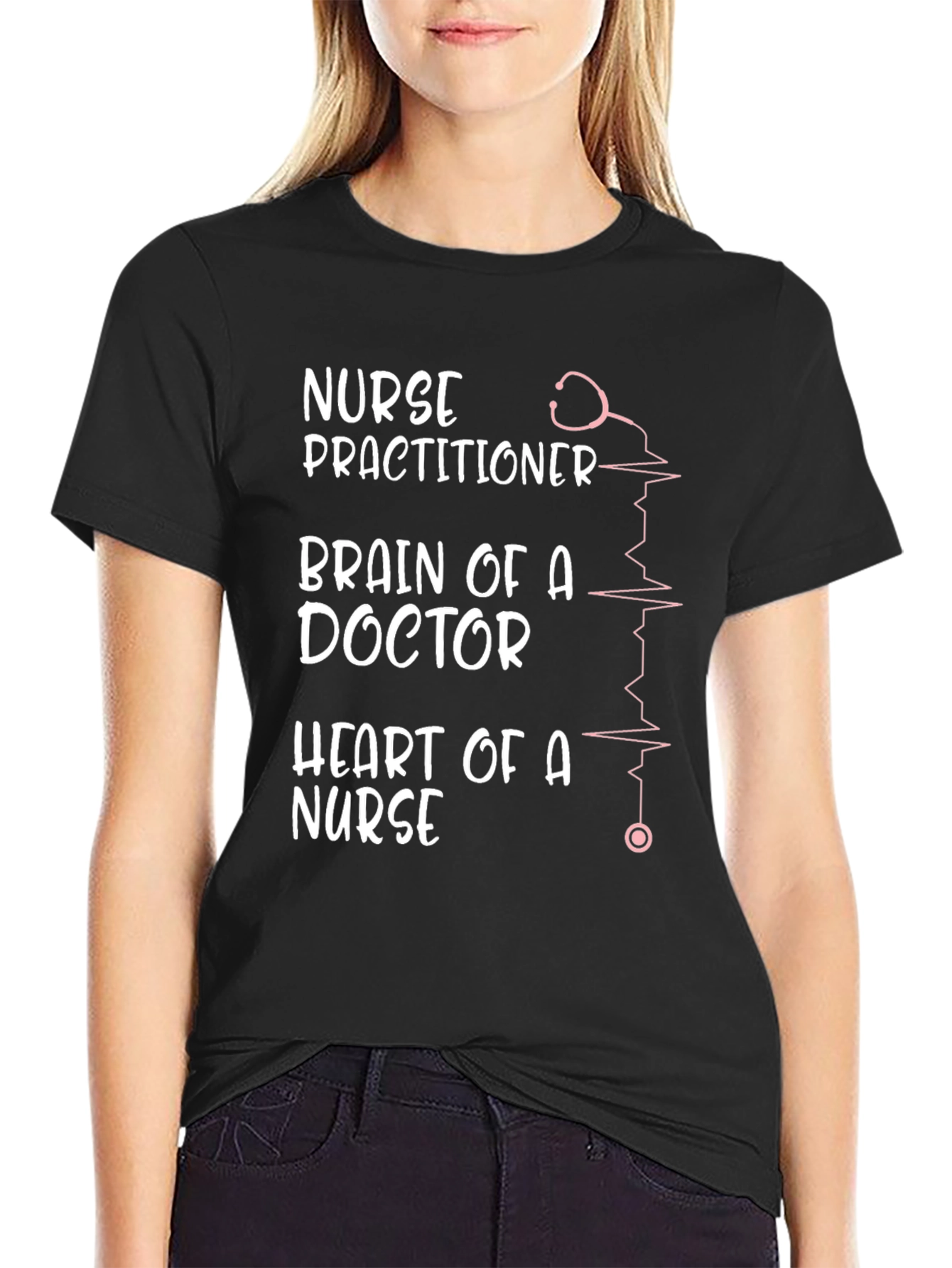 Nurse Practitioner T-Shirt - Brain of a Doctor Heart of a Nurse