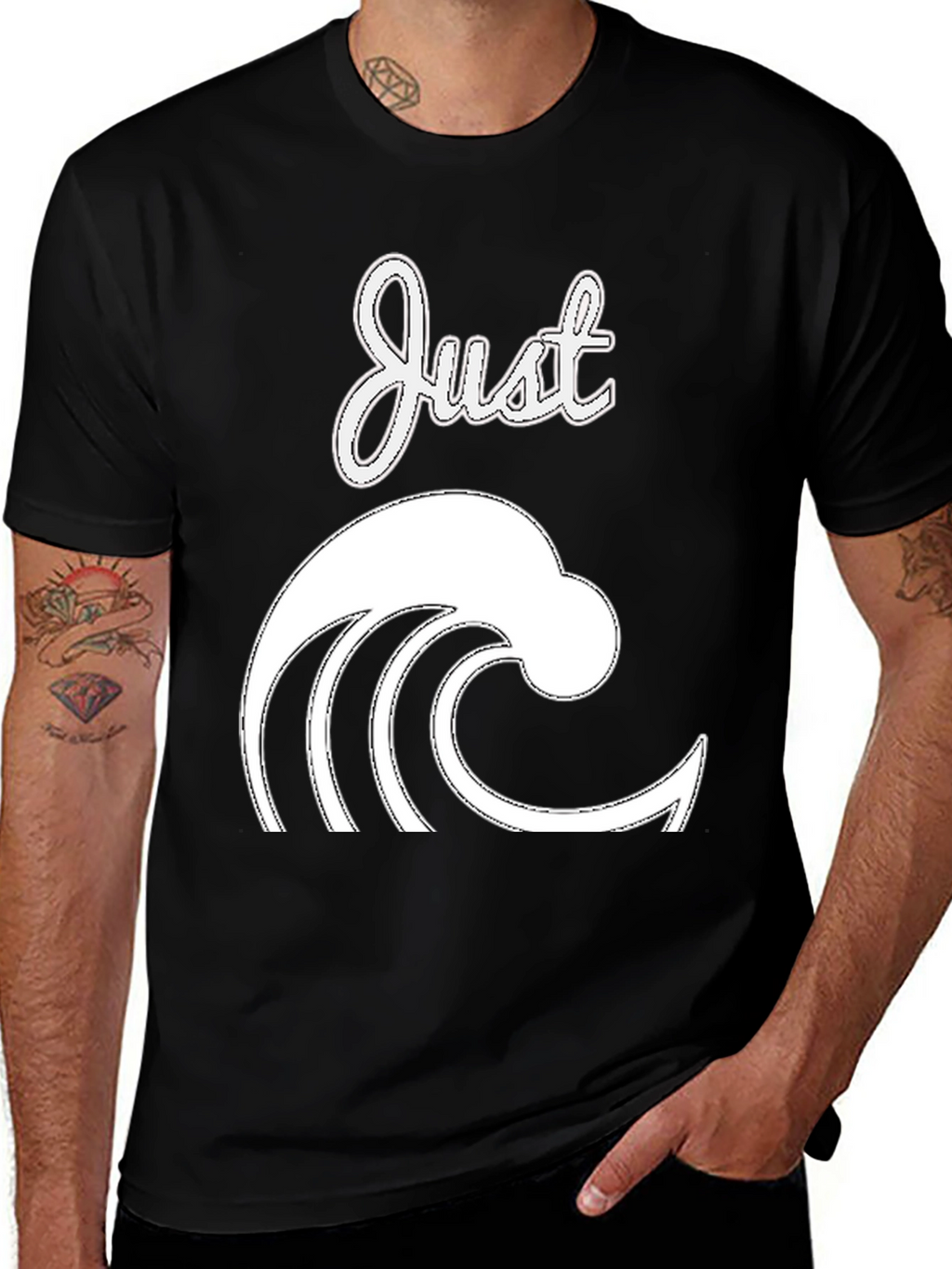 Just Wave Graphic Tee - Black Casual T-Shirt