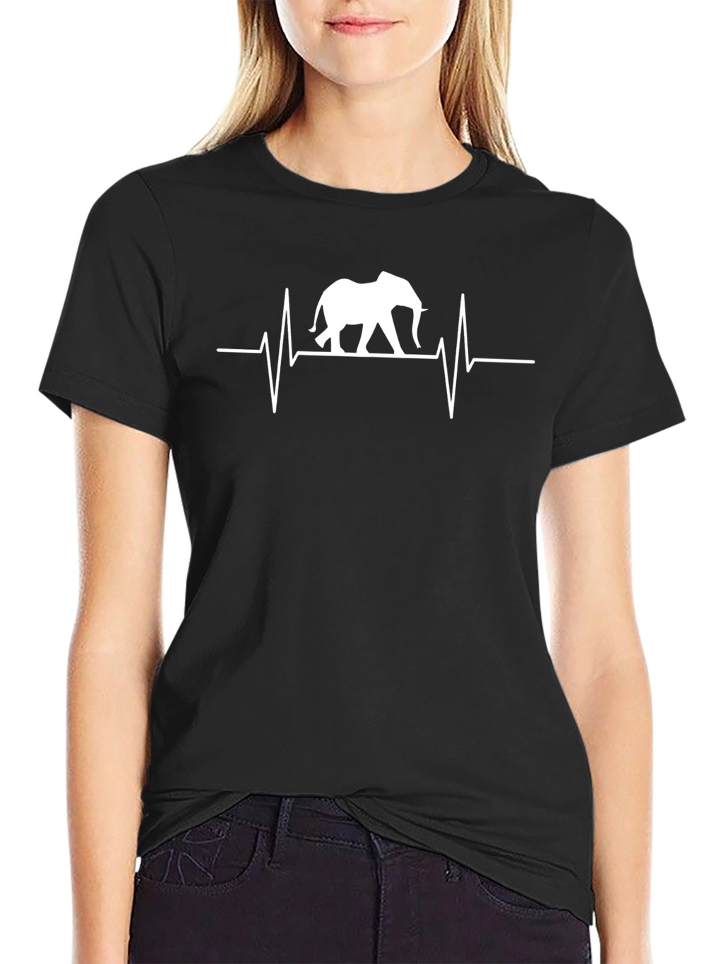 Elephant Heartbeat Graphic Tee - Black