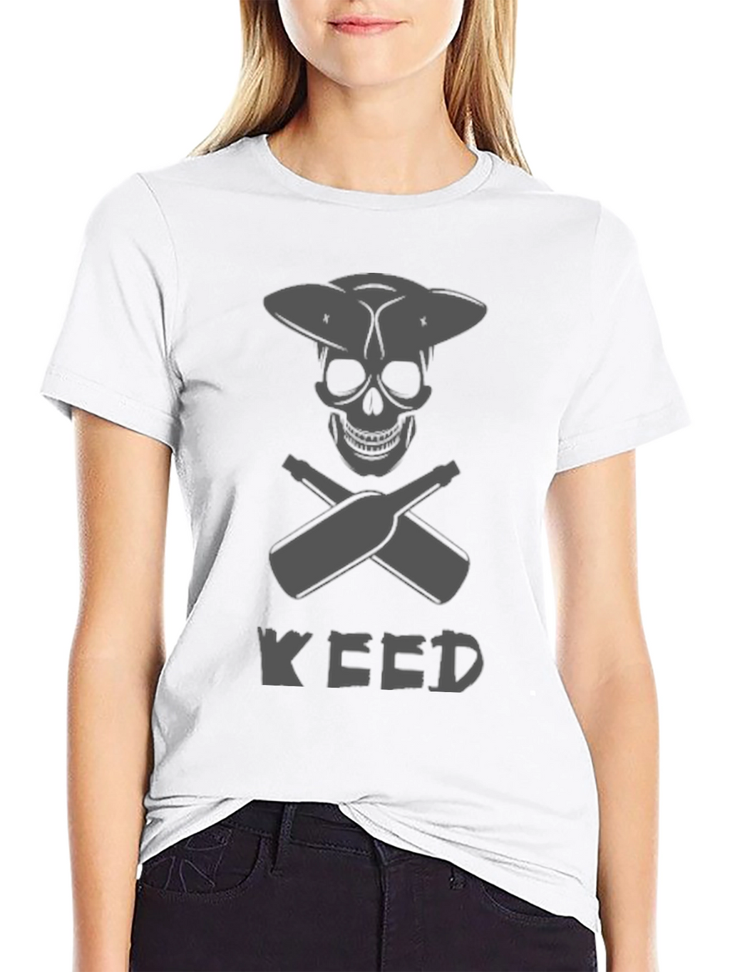 Skull & Crossed Bottles Weed T-Shirt - Black