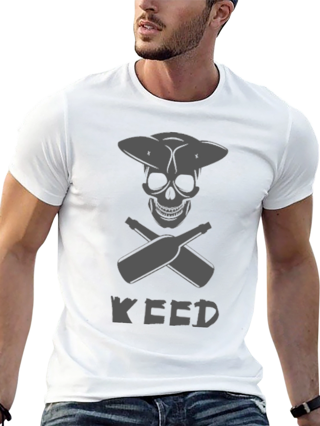 Skull & Crossed Bottles Weed T-Shirt - Black