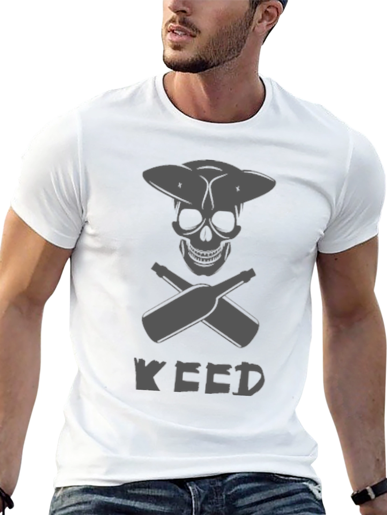 Skull & Crossed Bottles Weed T-Shirt - Black