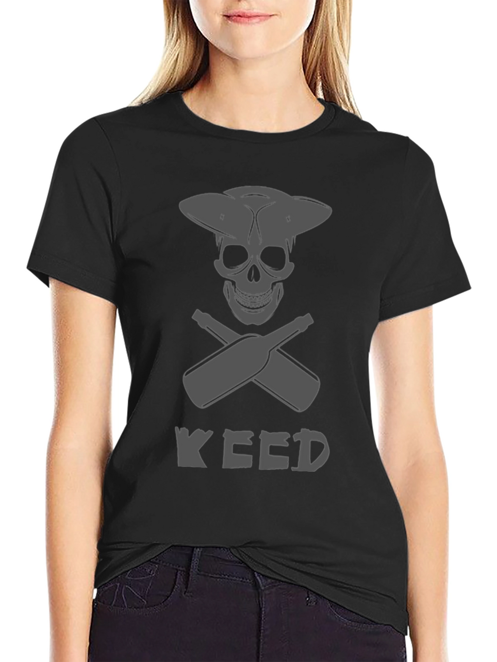 Skull & Crossed Bottles Weed T-Shirt - Black